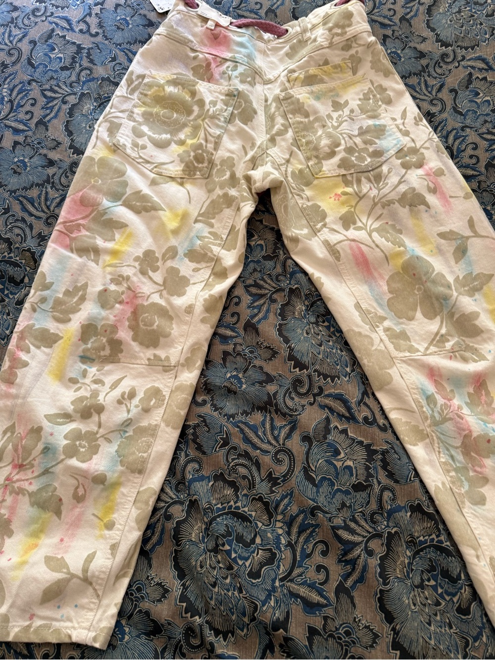We the free Free People Women's Moxie Printed Flocked Barrel Jeans size 25 - Picture 5 of 8